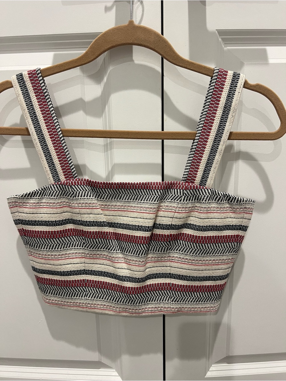 Bardot Striped Cropped Tank with matching skirt - Red, Black & Cream
